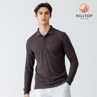 【Hilltop 山頂鳥】保暖長袖POLO衫 男款 深灰黑｜PS15XM39ECA0