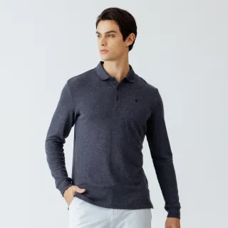 【Hilltop 山頂鳥】保暖長袖POLO衫 男款 深灰藍｜PS15XM39ECE0