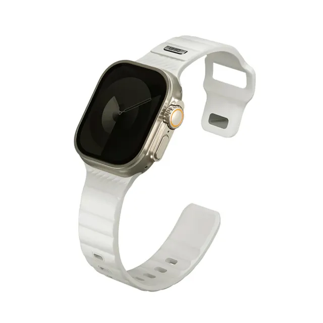 【UNIQ】Apple Watch Stride SE 防水FKM橡膠不鏽鋼高質感錶帶 白色夜光(S11- 1代、Ultra 1-3代、SE1-3代)