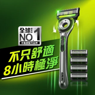 【Gillette 吉列】Labs 極光系列刮鬍刀-1刀架1旅行盒5刀頭