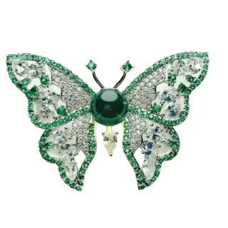 【勝弘珠寶】多明尼加藍珀蝴蝶胸針-8mm(藍珀胸針)