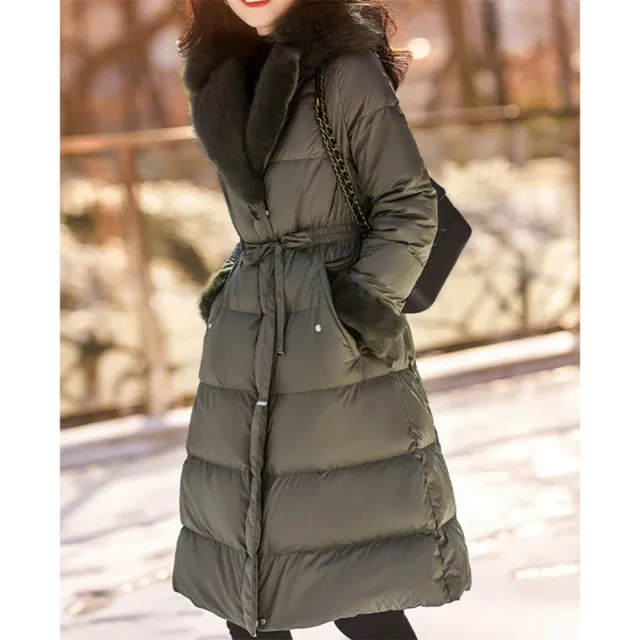 【巴黎精品】頂級真羽絨外套90%鵝絨羽絨衣秋冬外套大碼休閒女裝(狐狸毛領連帽長版女外套n1lm35)
