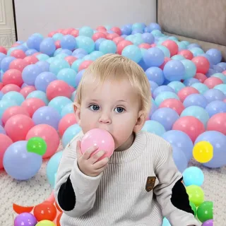 【橙色Oran】海洋加厚波波球 100入(遊戲彩球 球池 塑膠球 海洋球 球屋  球池球 玩具球)