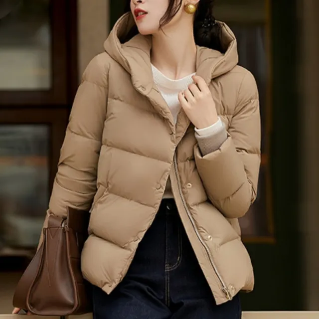 【巴黎精品】頂級真羽絨外套90%鵝絨羽絨衣秋冬外套保暖大碼休閒女裝(連帽短款女外套3色n1lm17)（其他規格）