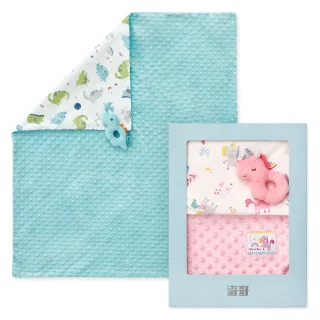 【奇哥官方旗艦】豆趣四季毯+手搖鈴禮盒(寶寶新生兒禮 滿月禮 彌月禮 嬰兒禮盒 豆豆蓋毯 嬰兒毯)