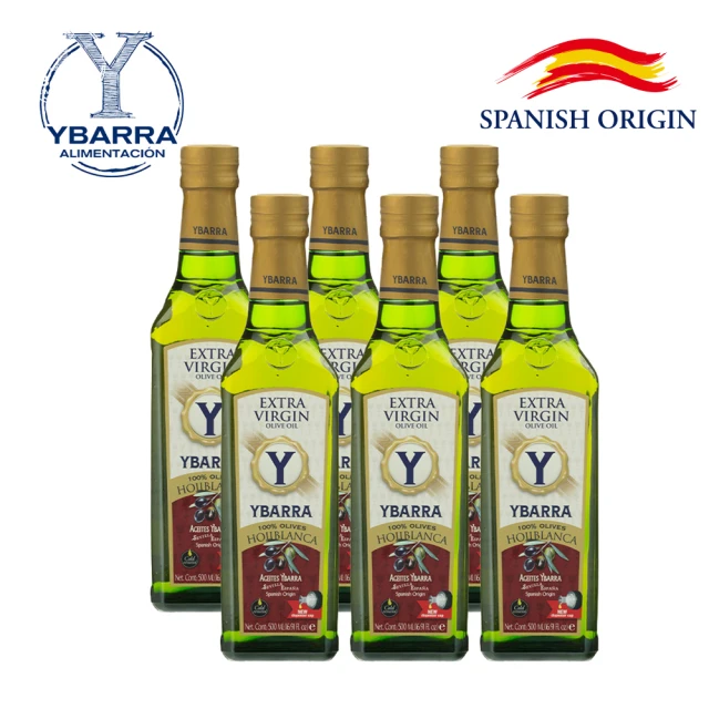【YBARRA 益百萊】100%特級冷壓初榨橄欖油 單一品種HOJIBLANCA(500mlx6瓶 玻璃瓶裝)