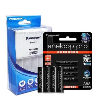 【Panasonic 國際牌】智控型4槽鎳氫低自放充電器+eneloop PRO 黑鑽款低自放充電電池(4號8入充電組)