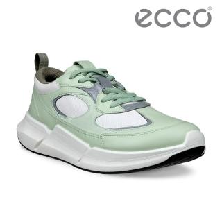 【ecco】BIOM 2.2 W 健步都會織物皮革休閒運動鞋 女鞋(抹茶綠/白色 83090361438)
