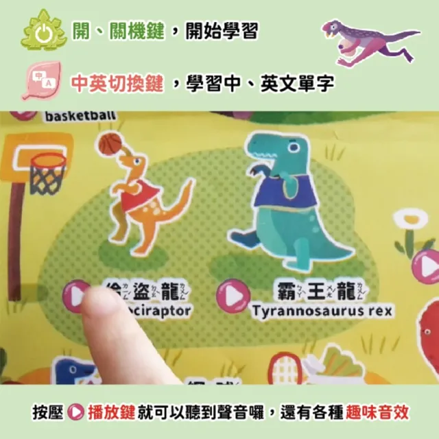 2合1有聲掛圖(共3盒):恐龍的運動會+交通工具陸海空+奇妙的動物(雙面+中英文單字)