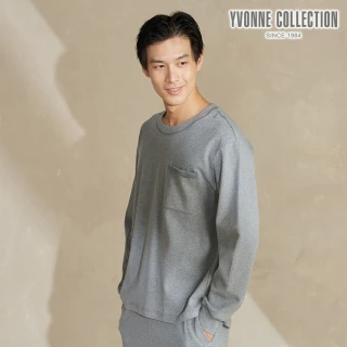 【YVONNE 以旺傢飾】羅紋口袋拼接長袖上衣-岩石灰