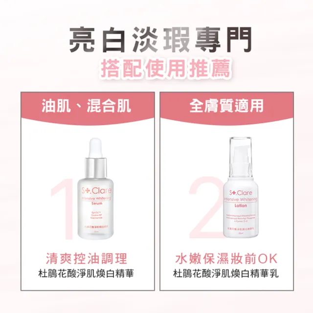 【St.Clare 聖克萊爾】杜鵑花酸淨肌煥白精華乳50mlx2入(亮白/改善暗沉/淡化瑕疵)