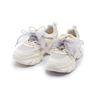 【FAIR LADY】日本京都聯名 HAPPYFACE 甜酷雙綁飾釦厚底休閒鞋(銀、5B3071)