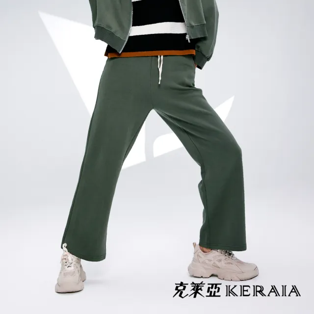 【KERAIA 克萊亞】蕨葉灰綠運動長褲