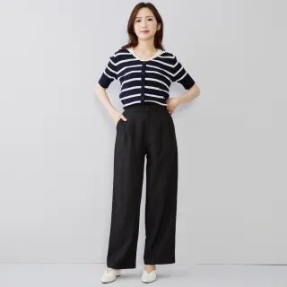 【betty’s 貝蒂思】出清品  腰頭壓褶西裝直筒寬褲(黑色)