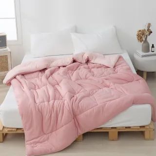 【HOYACASA  禾雅寢具】韓系Q彈雙色泡芙抗菌針織被-180x210 cm-草莓慕斯