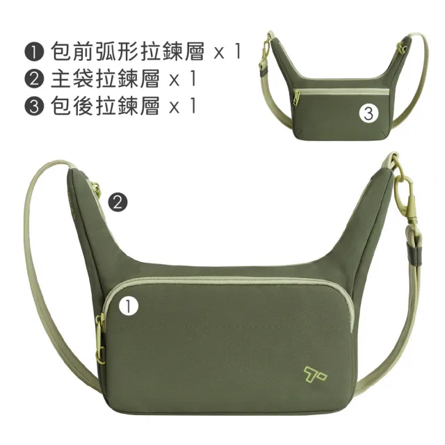 【Travelon】美國 Voyages 3層防盜船型斜背包 酪梨 / 防盜斜背包 RFID