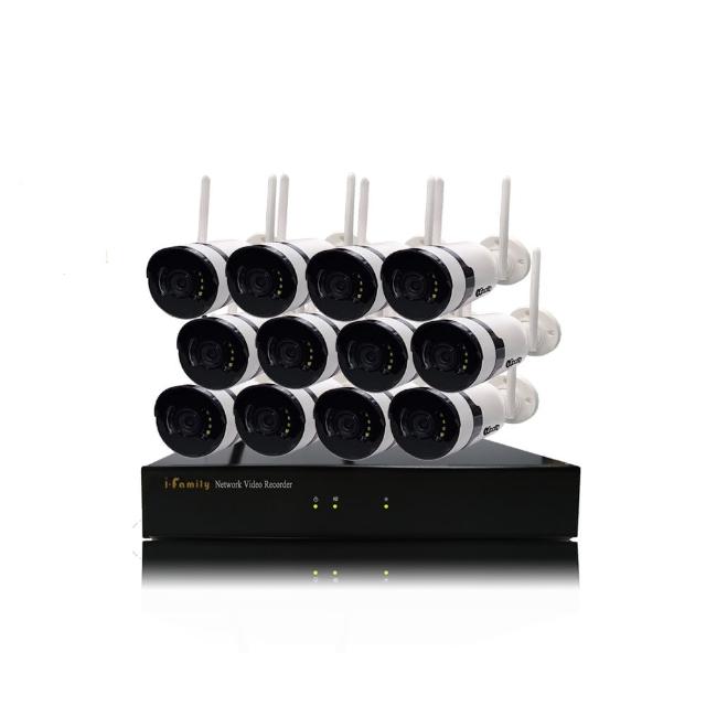 【I-Family】免配線設定簡易安裝 無線監視錄影系統 三百萬畫素 16路式 廣角鏡頭 一機12鏡