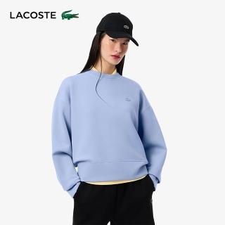 【LACOSTE】女裝-背面印花慢跑大學T(浪漫紫)