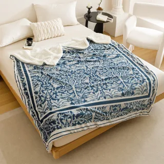 【PETER RABBIT 比得兔】比得兔與V&A博物館 厚磅法蘭絨羊羔絨毯被(典藏英倫/150x200cm/正版授權/毛毯)