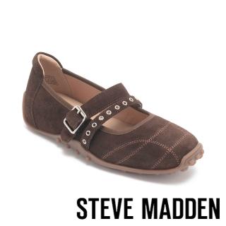 【steve madden】雙扣帶絨面瑪莉珍鞋 TWFOX(絨咖啡)
