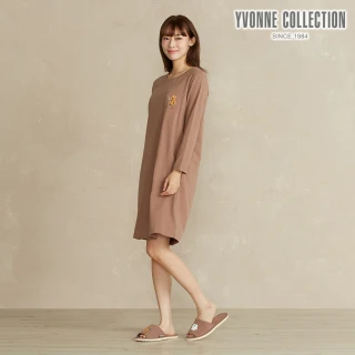 【YVONNE 以旺傢飾】DINOTAENG 早餐繡花洋裝-可可棕