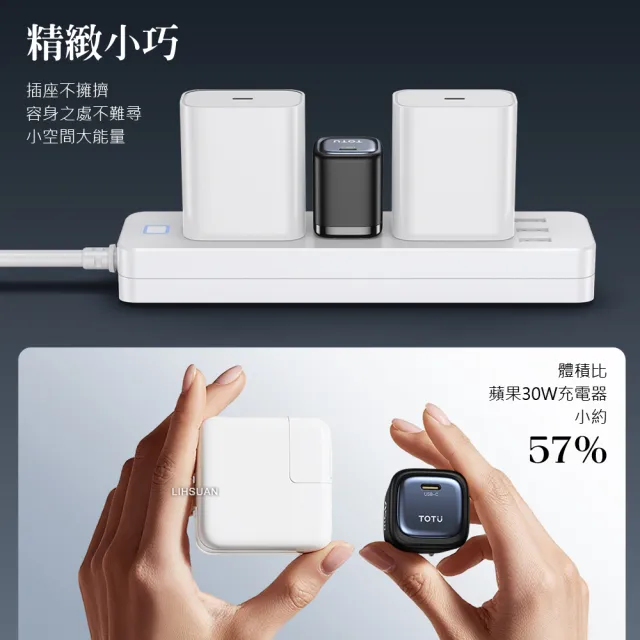 【TOTU】單孔 USB-C GaN氮化鎵充電器充電頭快充頭 45W快充 FastPro系列(支援iPhone 17/16/安卓)