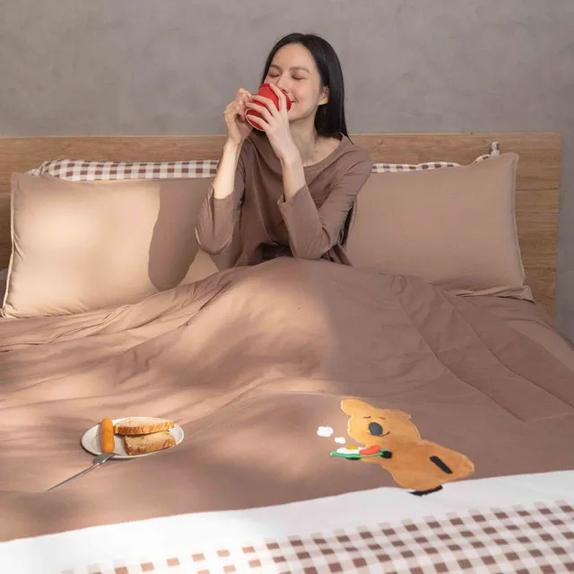 【YVONNE 以旺傢飾】100%美國棉 早餐四季被-可可棕(4x5呎 純棉 棉被 水洗 DINOTAENG)