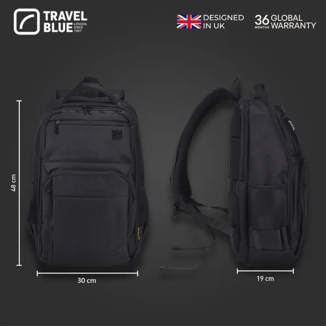 【Travel Blue 藍旅】魅力款 商務背包-黑/灰   後背包/筆電包/防水包 電腦包/雙肩包/商務 