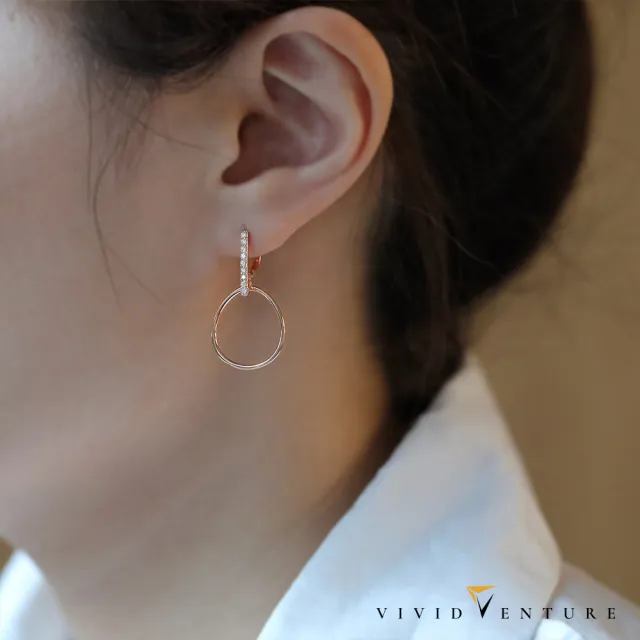 【Vividventure 亞帝芬奇】23分 天然鑽石 真鑽 耳環 愛的循環(14K玫瑰金台)