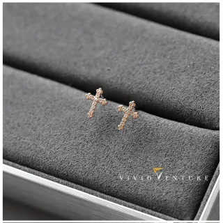 【Vividventure 亞帝芬奇】9分 天然鑽石 真鑽 耳環 為愛祈禱(14K玫瑰金)