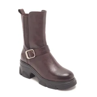 【Pineapple Outfitter】個性潮流側方釦中筒靴BRAY(咖啡色)