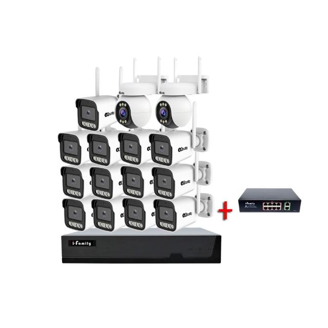 【I-Family】POE 16路NVR主機 5M槍機+4M變焦球機 監視器錄影組 一機13鏡+2球機