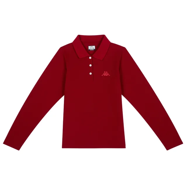 【KAPPA】義大利時尚吸濕排汗 女生長袖POLO(酒紅 322B6GWWP1)