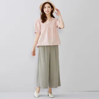 【betty’s 貝蒂思】出清品  腰鬆緊口袋壓褶寬褲(灰色)