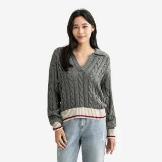 【Roots】Roots女裝- CABIN CABLE POLO 上衣(灰色)