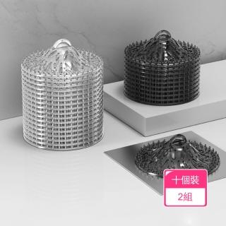 【Dagebeno荷生活】拋棄式透明帶提手毛髮過濾網 冰山造型防積水防堵塞排水孔濾網(十個裝2組)
