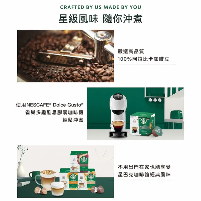 【NESCAFE Dolce Gusto】星巴克 拿鐵咖啡膠囊12顆x3盒(適用雀巢多趣酷思咖啡機)