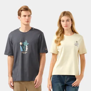 【Hang Ten】男女裝-厚磅純棉前胸塗鴉/復古女孩/衝浪/印花短袖T恤(多款選)