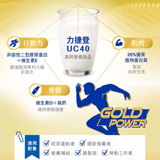 【維奇】力捷登UC40黃金3力配方 840g/罐 1罐組(什穀豆奶口味 粉狀營養品)