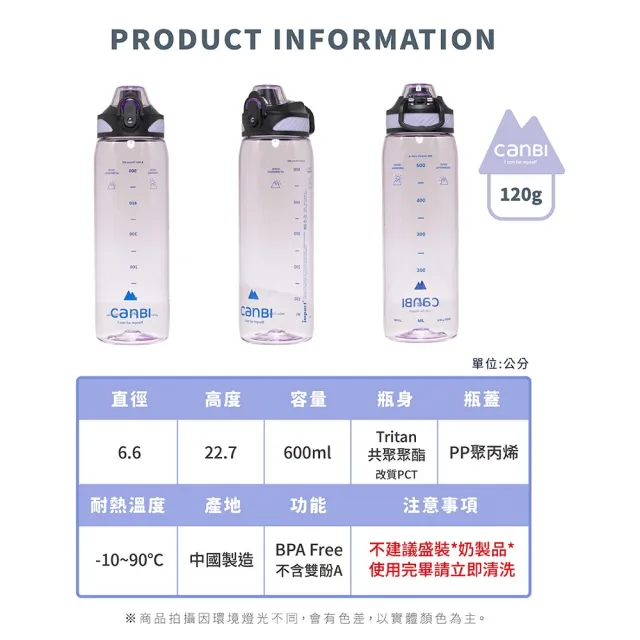 【IMPACT 怡寶】馮宇設計師聯名款 CANBI系列彈蓋Tritan直飲水壺/水杯/水瓶600ML(多色任選)