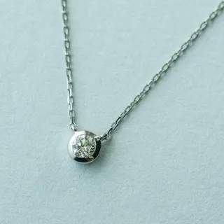 【ete】PT900/850 經典單鑽包鑲鑽石項鍊-0.15ct(鉑金色)