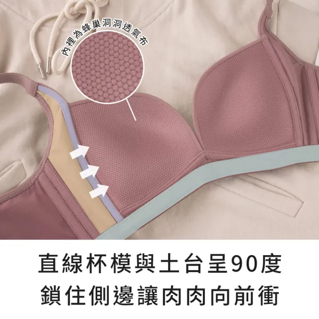 【玉如阿姨】水壩內衣。高包覆強支撐穩定不外擴 台灣製※0565紅莓粉(B.C.D.E罩 無鋼圈 集中)
