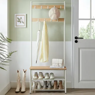 【hoi! 好好生活】VASAGLE 工業風玄關衣帽鞋架-典雅白 HSR041W09(租屋族/DIY家具)