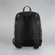 【BALLY】BALLY Pennant 銀箔字母LOGO三角旗塗層帆布拼小牛皮飾邊後背包(黑x褐)