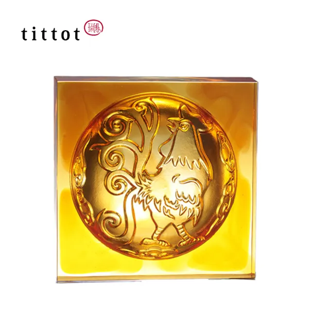 【tittot 琉園】發達雞_生肖磚系列_雞磚(入厝 擺飾 紙鎮 裝飾建材 禮品喜慶 風水招財 水晶藝品 雞裝飾)