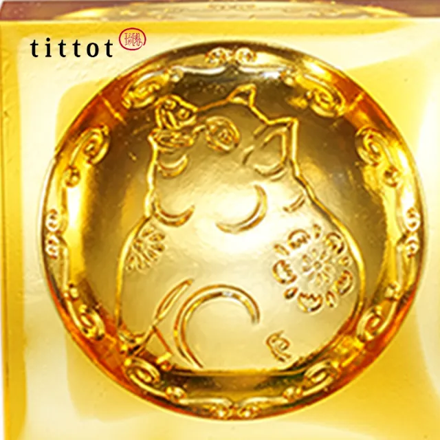 【tittot 琉園】滿福豬_生肖磚系列_豬磚(入厝 擺飾 紙鎮 裝飾建材 禮品喜慶 風水招財 水晶藝品 豬裝飾)
