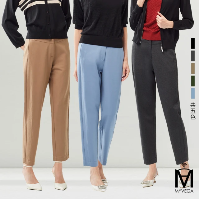 【MYVEGA 麥雪爾】MA錐形彎彎褲-共五色(日系/女長褲/女下身/女下著/西裝褲)