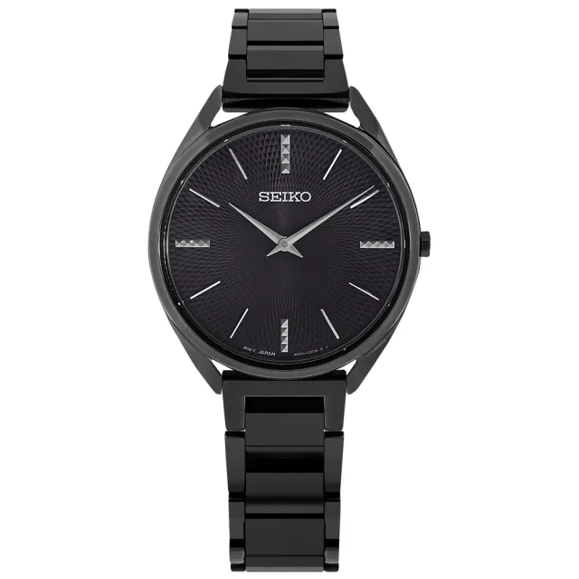 【SEIKO 精工】輕薄簡約 礦石強化玻璃 日本機芯 不鏽鋼手錶 深紫x鍍黑 32mm(SWR035P1)