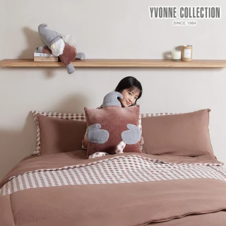 【YVONNE 以旺傢飾】100%美國棉暖玉被-精靈格紋 可可棕(單人 冬被 棉被 水洗)