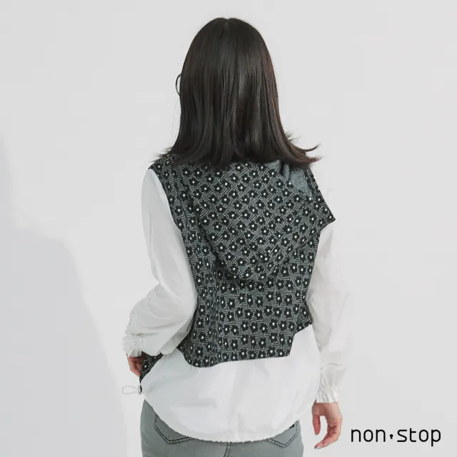 【non-stop】花影呢喃連帽織紋T恤-2色